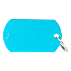 Basic Big Light Blue Military ID Tag in Aluminum