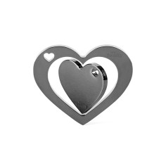 TwoGether Double Heart ID Tag in Black Brass Glossy and Matte