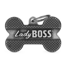 Bronx "Lady Boss" XL Bone ID Tag en Antique Silver