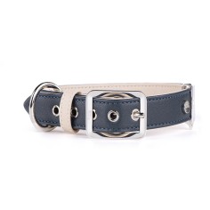 Blue and Cream Hermitage Collar in Genuine Leather