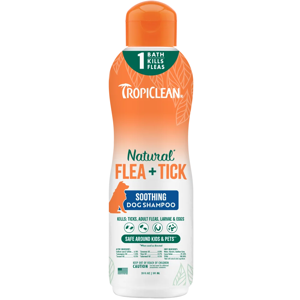 TropiClean Natural Flea + Tick Soothing Shampoo for Dogs