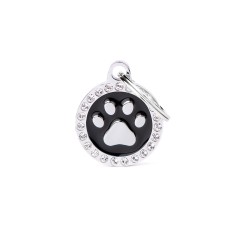 Glam Black Paw ID Tag with Rhinestones