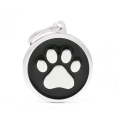 Classic Big Black Circle con Paw ID Tag