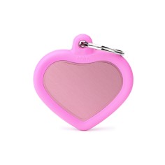 Hushtag Pink Aluminum Heart ID Tag with Rubber
