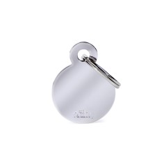 Basic Small Circle ID Tag in Chrome-Plated Brass