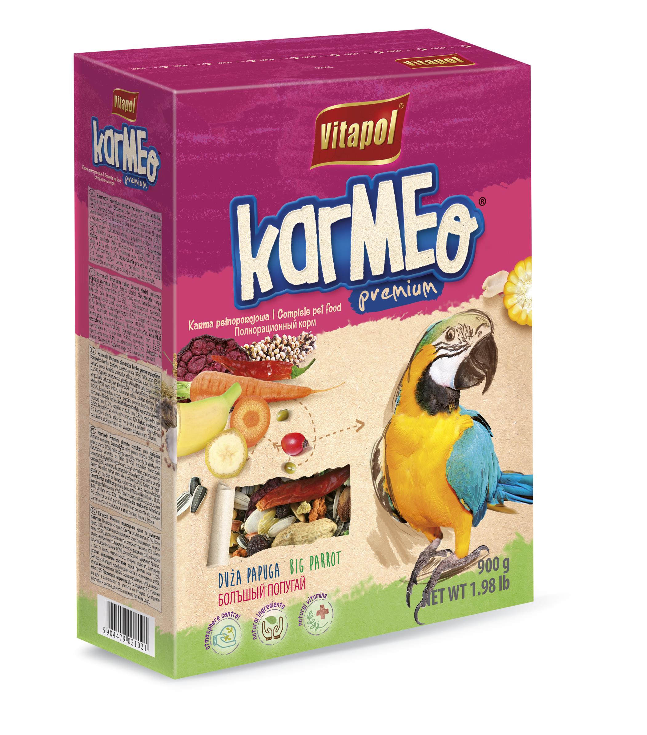 Karmeo Premium pokarm pełnoporcjowy dla dużych papug 900 g
