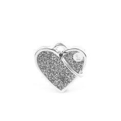 Shine Small Grey Glitter Heart ID Tag