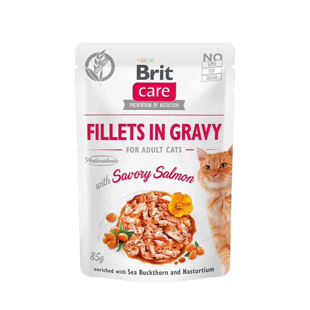 Brit Care Cat Pouch - Fillets in Gravy with Savory Salmon