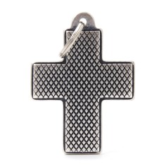 Bronx XL Diamonds Cross ID Tag in Antique Silver