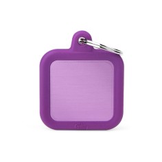 Hushtag Purple Aluminum Square ID Tag with Rubber