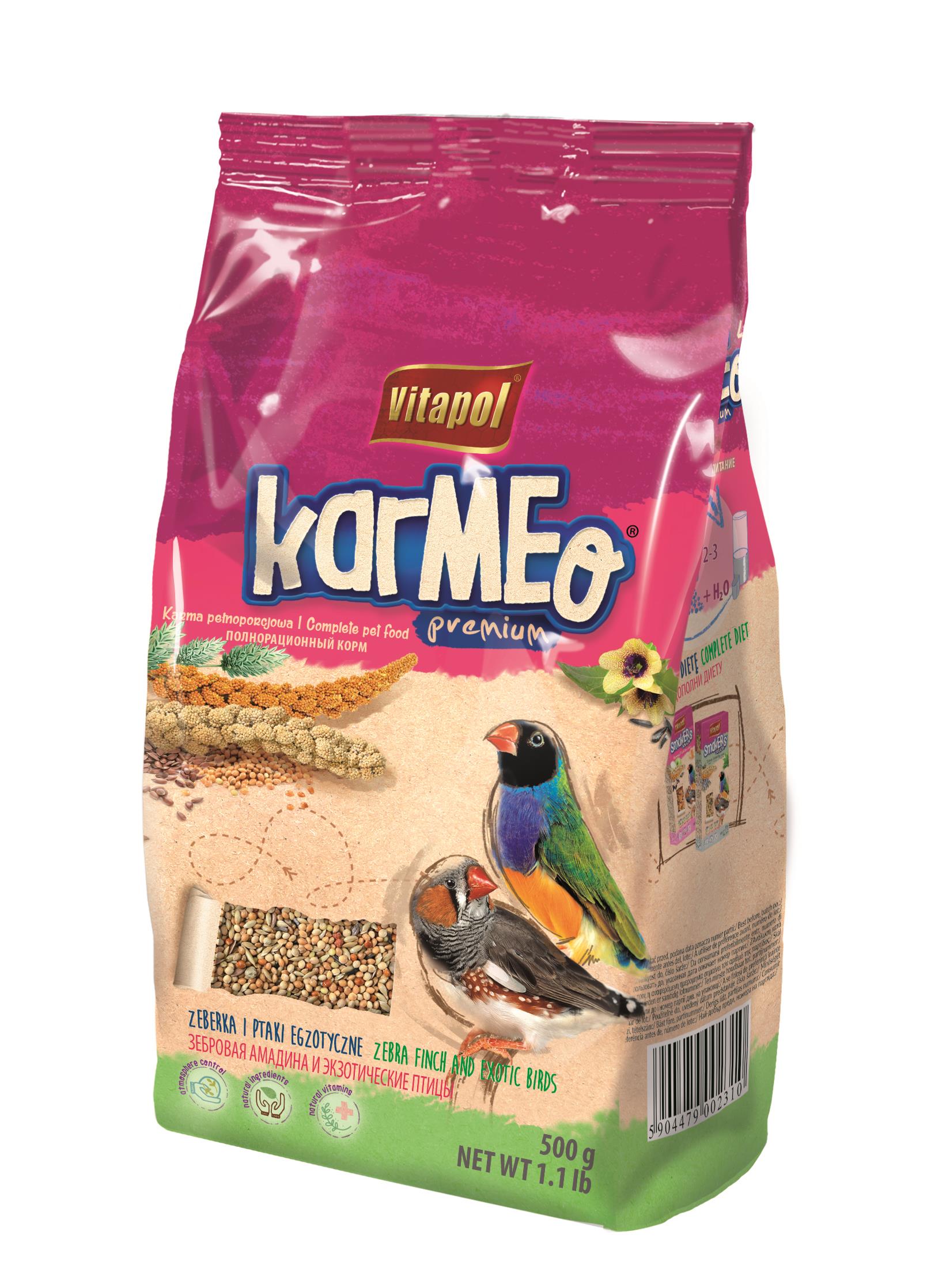 Karmeo pokarm pełnoporcjowy dla zeberek i ptaków egzotycznych 500 g