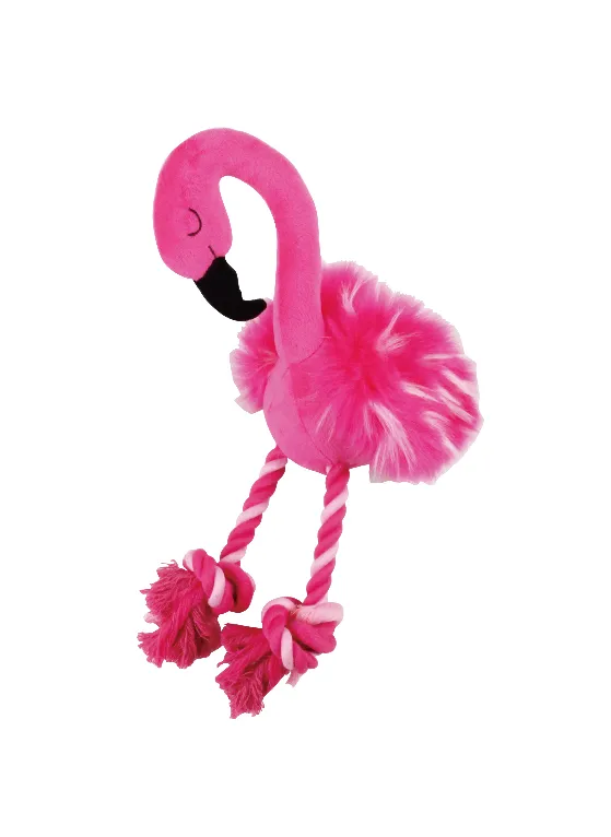 Brinquedo Pawise para Cachorro Pelúcia Flamingo c/ Corda