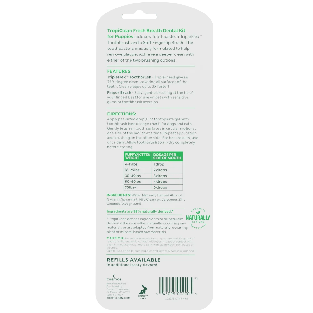 TropiClean Fresh Breath Soft Mint Dental Training Puppy Kit, 2oz