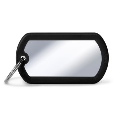 Hushtag Big Chrome-Plated Brass Military ID Tag con Black Rubber