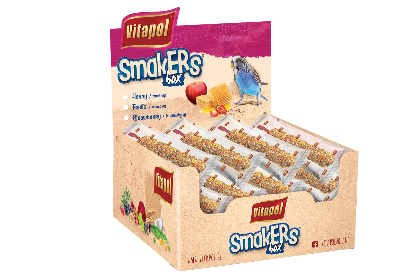 Smakers box owocowy dla papugi falistej 12szt/box