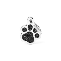 Shine Black Glitter Paw ID Tag