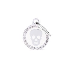 Glam White Skull ID Tag with Rhinestones