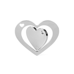 TwoGether Double Heart ID Tag in Chrome-Plated Brass Glossy