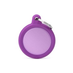 Hushtag Purple Aluminum Circle ID Tag with Rubber