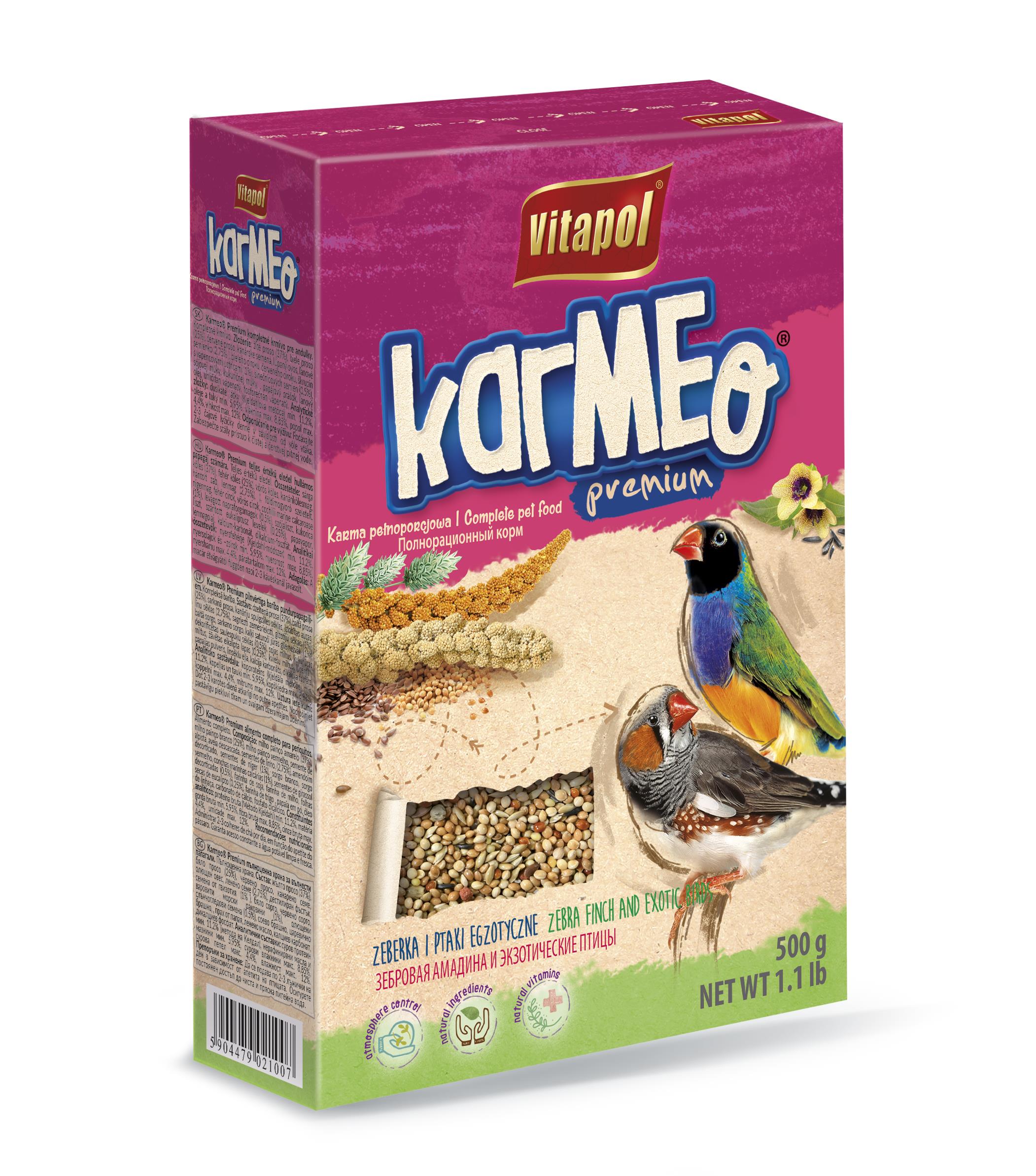 Karmeo pokarm pełnoporcjowy dla zeberek i ptaków egzotycznych 500 g
