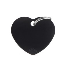 Basic Big Aluminum Black Heart ID Tag