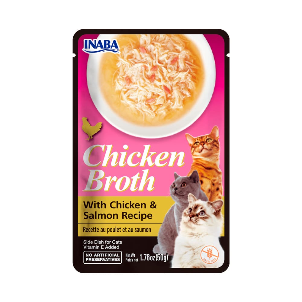 Caldo de pollo con pollo y salmón