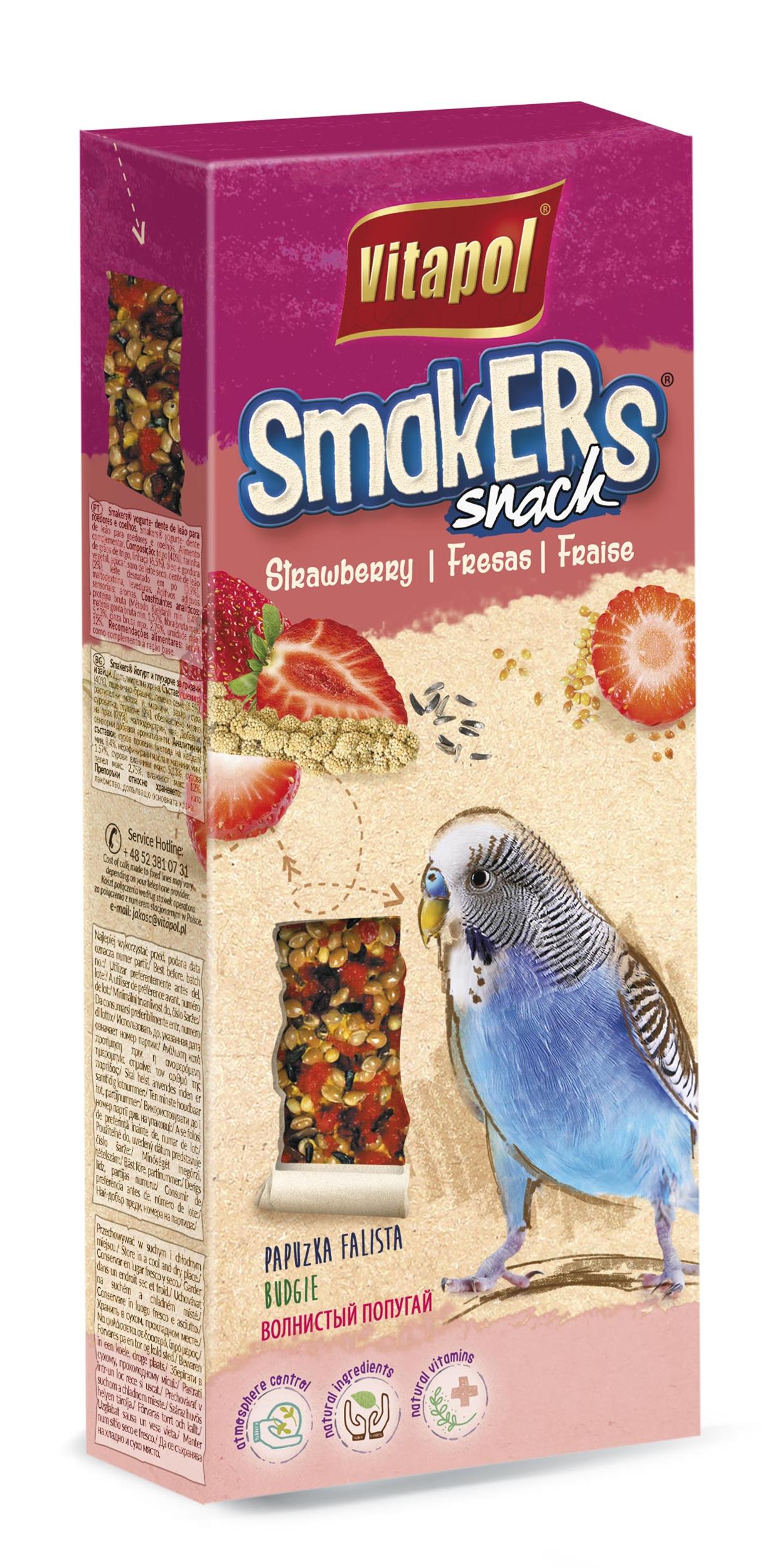 Smakers truskawkowy dla papużki falistej 2 szt.