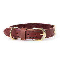 Red Ginevra Collar en Leather con Gold Finishes