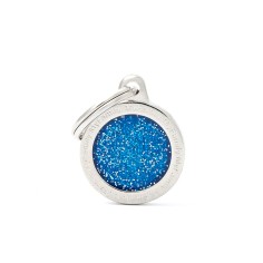 Shine Small Blue Glitter Circle ID Tag