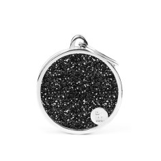 Shine Big Black Glitter Circle ID Tag
