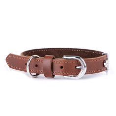 Brown Ginevra Collar en Leather con Chrome Finishes