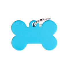 Basic Big Aluminum Light Blue Bone ID Tag