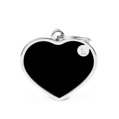 Basic Handmade Big Black Heart ID Tag