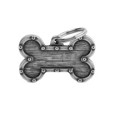Bronx Big Futuristic Bone ID Tag in Antique Silver