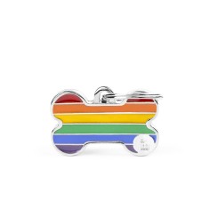 Rainbow Small Bone ID Tag