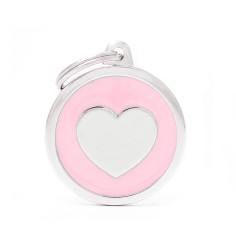 Classic Big Pink Circle con Heart ID Tag