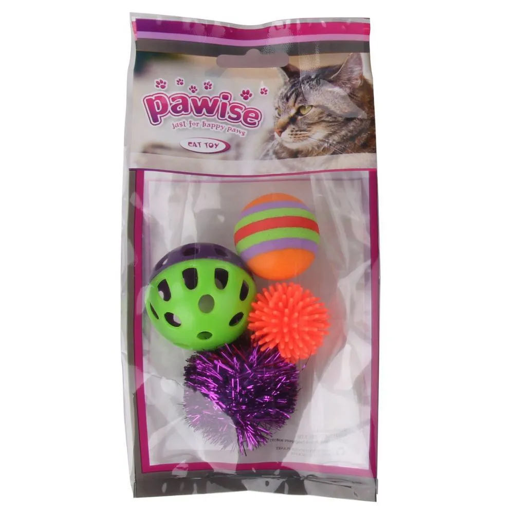 BRINQUEDO P/ GATOS COLORIDA PAQUETE 4 UN