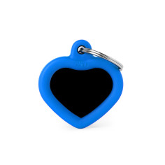 Hushtag Black Aluminum Heart ID Tag with Blue Rubber