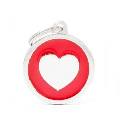 Classic Big Red Circle con Heart ID Tag