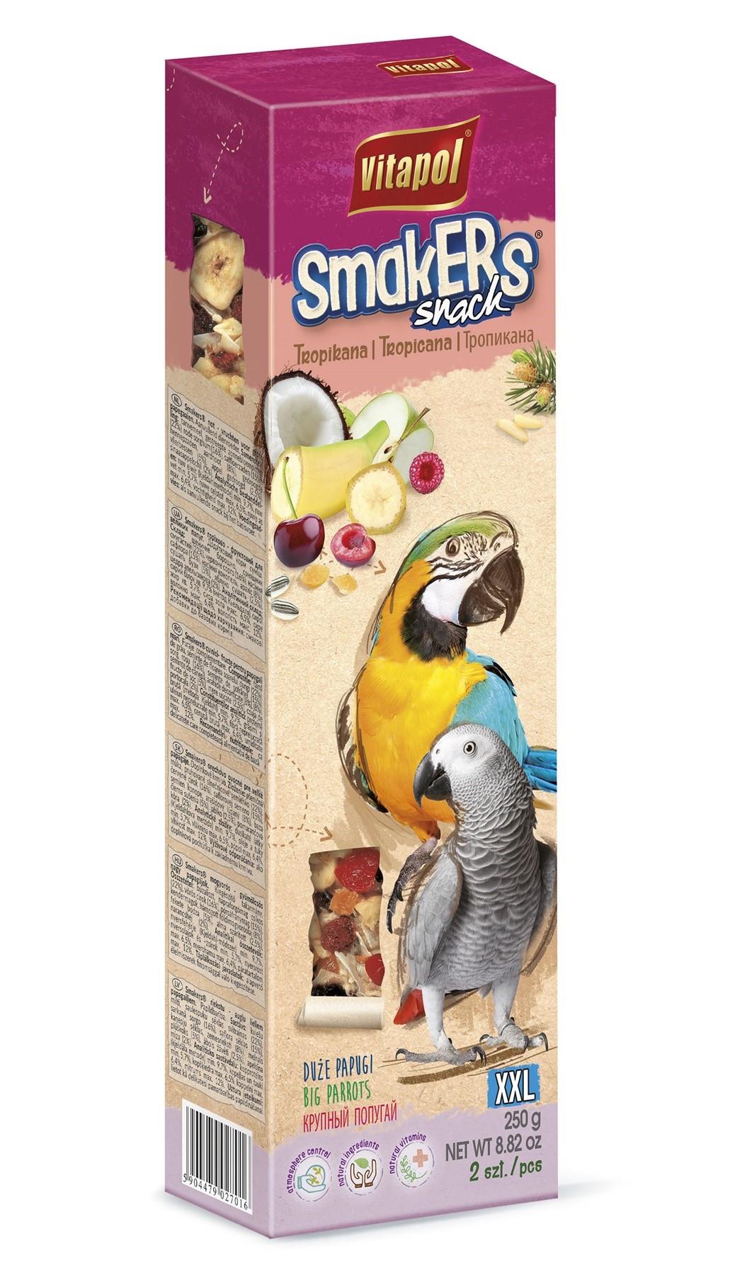 Smakers z owocami tropikalnymi dla dużych papug 250 g