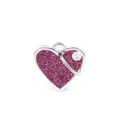 Shine Small Pink Glitter Heart ID Tag